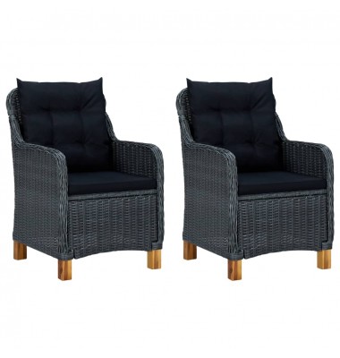  Sodo kėdės su pagalvėlėmis, 2vnt., tamsiai pilkos, poliratanas - Lauko kėdės - 1