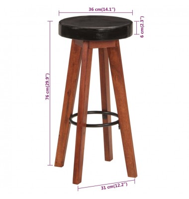  Baro taburetės, 2vnt., tikra oda ir akacijos medienos masyvas - Baro kėdės - 7