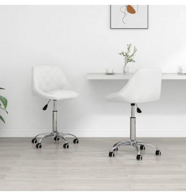  Pasukamos valgomojo kėdės, 2vnt., baltos spalvos, dirbtinė oda  - Valgomojo Kėdės - 1
