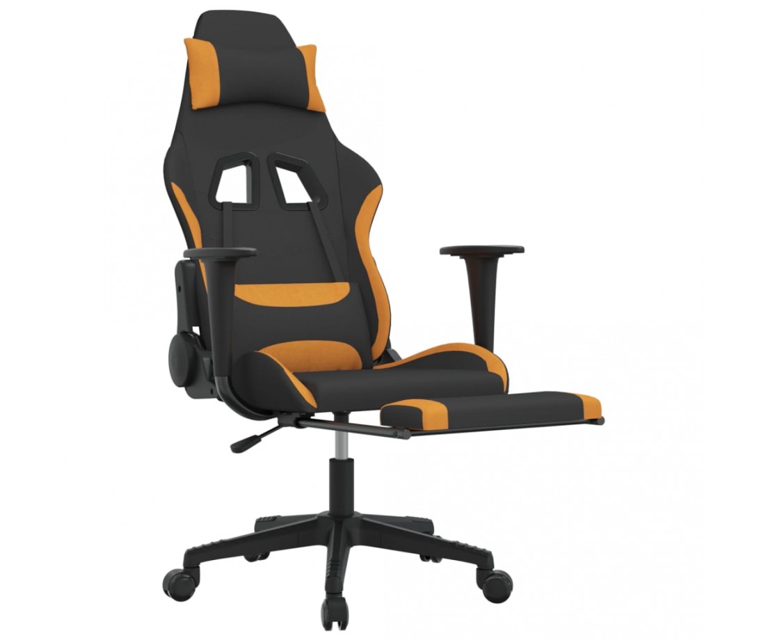  Žaidimų kėdė su pakoja, juodos ir oranžinės spalvos, audinys - Žaidimų kėdės - 6