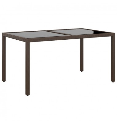  Sodo stalas, rudas, 150x90x75cm, grūdintas stiklas/poliratanas - Lauko stalai, staliukai - 1
