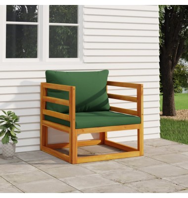  Sodo kėdė su žaliomis pagalvėlėmis, akacijos medienos masyvas - Moduliniai lauko baldai - 1