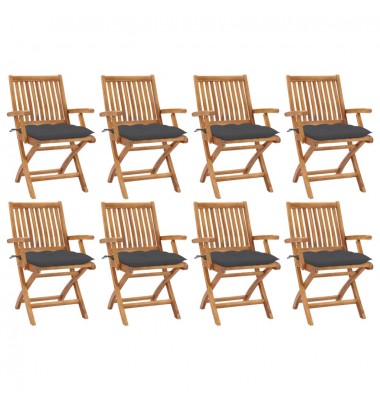  Sulankstomos sodo kėdės su pagalvėlėmis, 8vnt., tikmedis - Lauko kėdės - 1