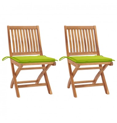  Sodo kėdės su šviesiai žaliomis pagalvėlėmis, 2vnt., tikmedis - Lauko kėdės - 1