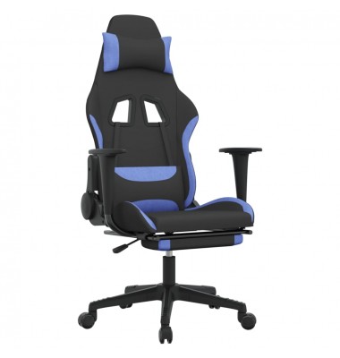  Žaidimų kėdė su pakoja, juodos ir mėlynos spalvos, audinys - Žaidimų kėdės - 2