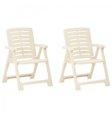  Sodo kėdės, 2vnt., baltos spalvos, plastikas - Lauko kėdės - 1