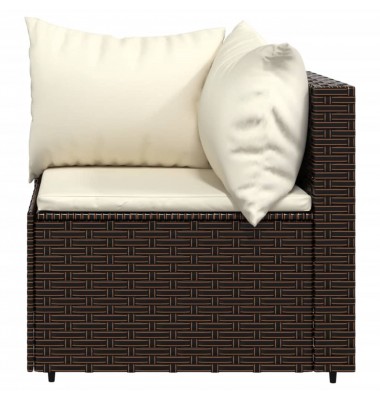  Sodo komplektas su pagalvėlėmis, 4 dalių, rudas, poliratanas - Lauko sofos, lovos - 5