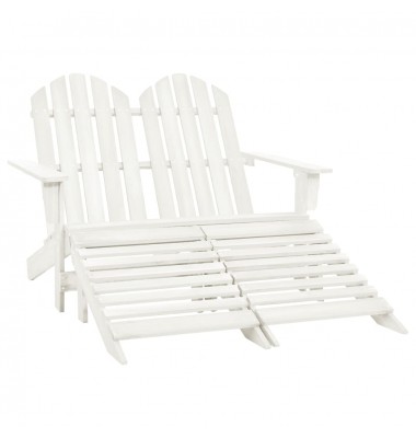  Dvivietė sodo Adirondack kėdė ir otomanės, baltos, eglė - Lauko kėdės - 1