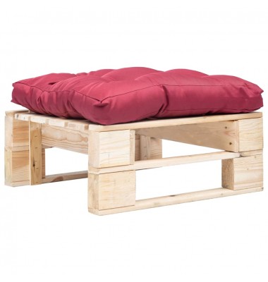  Sodo otomanė iš paletės su raudona pagalve, natūrali, mediena - Moduliniai lauko baldai - 1