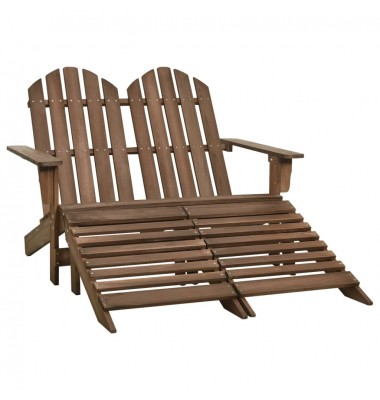  Dvivietė sodo Adirondack kėdė ir otomanė, ruda, eglės mediena - Lauko kėdės - 1