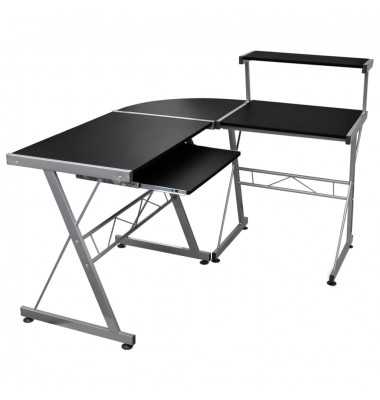  Kampinis kompiuterio stalas, juodas, 132x112x99cm, mediena - Rašomieji stalai - 1