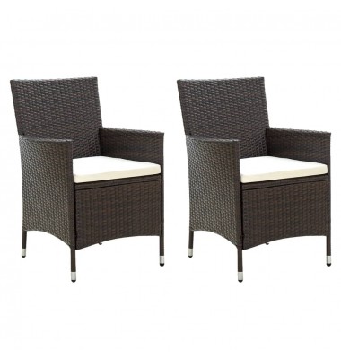  Sodo kėdės su pagalvėlėmis, 2vnt., rudos spalvos, poliratanas - Lauko kėdės - 1