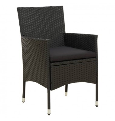  Sodo kėdės su pagalvėlėmis, 4vnt., juodos spalvos, poliratanas - Lauko kėdės - 2