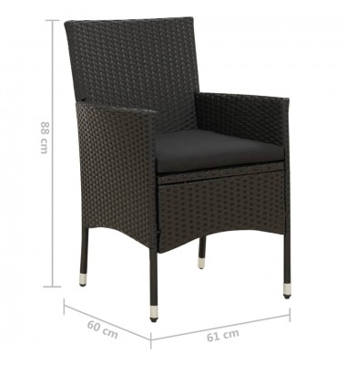  Sodo kėdės su pagalvėlėmis, 4vnt., juodos spalvos, poliratanas - Lauko kėdės - 7