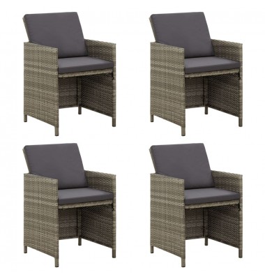  Sodo kėdės su pagalvėlėmis, 4vnt., pilkos spalvos, poliratanas - Lauko kėdės - 1