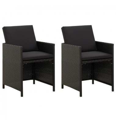  Sodo kėdės su pagalvėlėmis, 2vnt., juodos spalvos, poliratanas - Lauko kėdės - 1