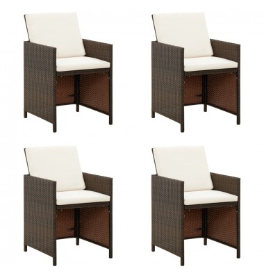  Sodo kėdės su pagalvėlėmis, 4vnt., rudos spalvos, poliratanas - Lauko kėdės - 1
