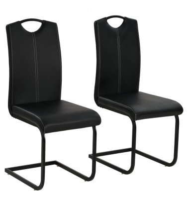  Gembinės valgomojo kėdės, 2 vnt., juodos, dirbtinė oda - Valgomojo Kėdės - 1