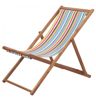  Sulankstoma paplūdimio kėdė, audinys ir medinis rėmas, įv. sp. - Lauko kėdės - 1