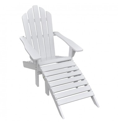  Sodo kėdė su atrama kojoms, balta, medinė - Lauko kėdės - 1