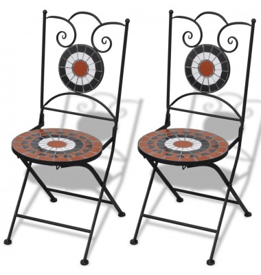  Sulankstomos bistro kėdės, 2 vnt., keramika, terakota ir balta - Lauko kėdės - 1