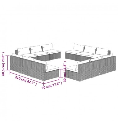  Sodo komplektas su pagalvėlėmis, 12 dalių, pilkas, poliratanas - Lauko baldų komplektai - 5