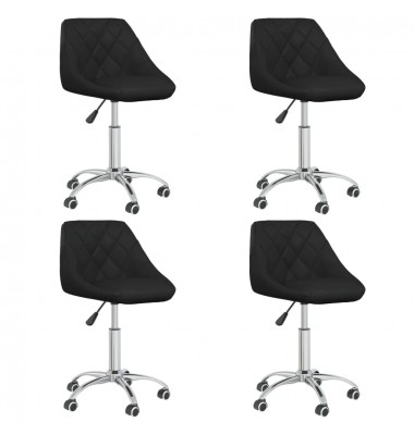  Valgomojo kėdės, 4vnt., juodos, dirbtinė oda, pasukamos - Valgomojo Kėdės - 1