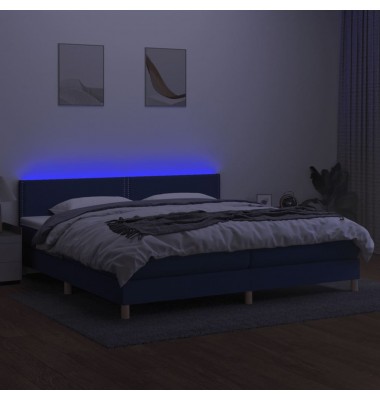  Lova su spyruoklėmis/čiužiniu/LED, mėlyna, 200x200 cm, audinys - Lovos - 3