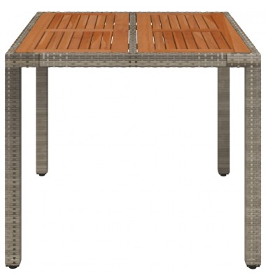  Stalas su mediniu stalviršiu, pilkas, 90x90x75cm, poliratanas - Lauko stalai, staliukai - 3