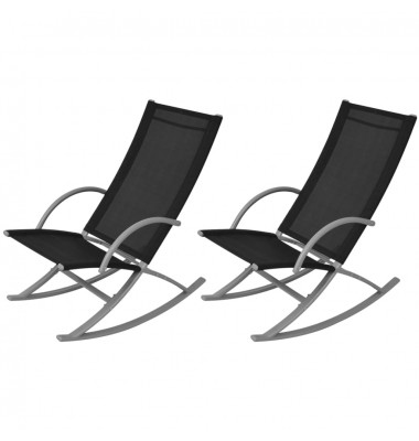  Sodo supamoji kėdė, 2 vnt., plienas ir tekstilenas, juoda  - Lauko kėdės - 1