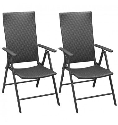 Sudedamos sodo kėdės, 2 vnt., poliratanas, juodos - Lauko kėdės - 1