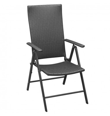  Sudedamos sodo kėdės, 2 vnt., poliratanas, juodos - Lauko kėdės - 2