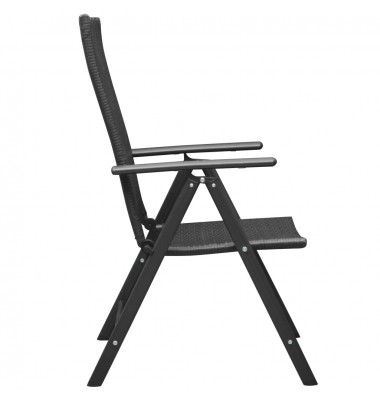  Sudedamos sodo kėdės, 2 vnt., poliratanas, juodos - Lauko kėdės - 4