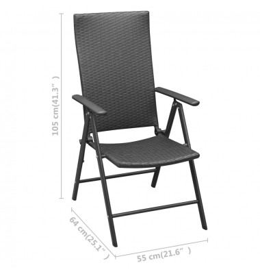  Sudedamos sodo kėdės, 2 vnt., poliratanas, juodos - Lauko kėdės - 7