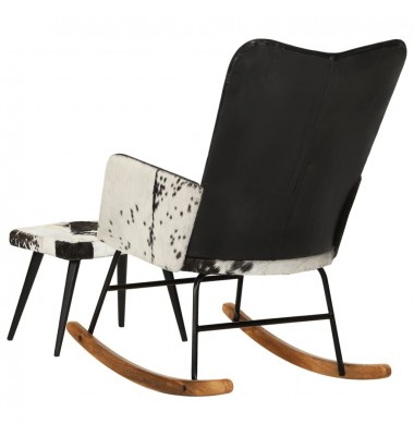  Supama kėdė su pakoja, juodos spalvos, tikra oda - Supamos kėdės - 4