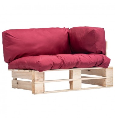  Sodo sofa iš palečių su raudonomis pagalvėlėmis, pušies mediena - Lauko sofos, lovos - 1