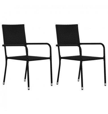  Lauko valgomojo kėdės, 2vnt., juodos, poliratanas - Lauko kėdės - 1