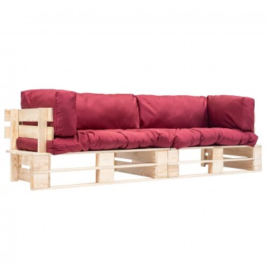  Sodo sofos komplektas iš palečių su pagalvėmis, 2 dalių, pušis - Lauko sofos, lovos - 1