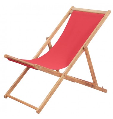  Sulankstoma paplūdimio kėdė, audinys ir medinis rėmas, raudona - Lauko kėdės - 1