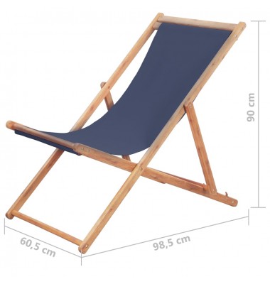  Sulankstoma paplūdimio kėdė, audinys ir medinis rėmas, mėlyna - Lauko kėdės - 11