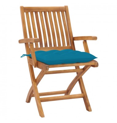  Sodo kėdės su šviesiai mėlynomis pagalvėlėmis, 2vnt., tikmedis - Lauko kėdės - 2