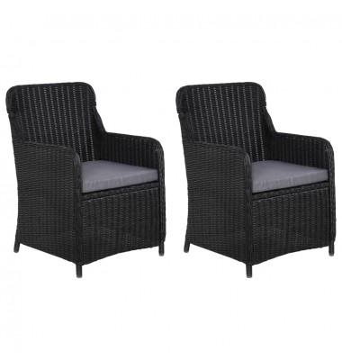  Lauko kėdės su pagalvėlėmis, 2vnt., juodos sp., poliratanas   - Lauko kėdės - 1