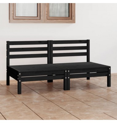  Dvivietė sodo sofa, juoda, pušies medienos masyvas (806591) - Lauko sofos, lovos - 1