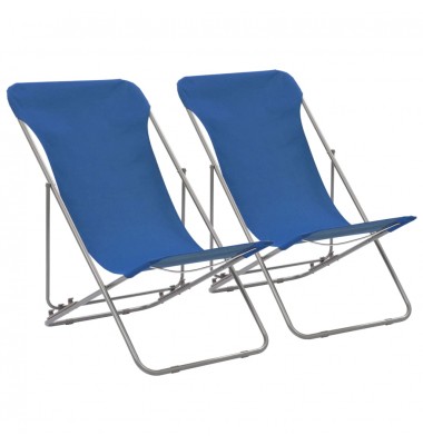  Sulankstomos paplūdimio kėdės, 2vnt., mėlynos, plienas, audinys - Lauko kėdės - 1
