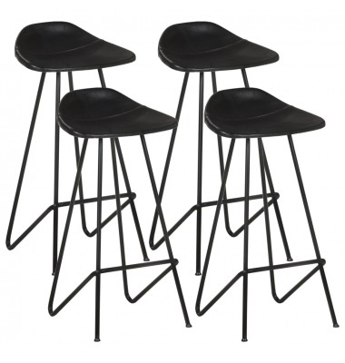  Baro taburetės, 4vnt., juodos spalvos, tikra oda - Baro kėdės - 1