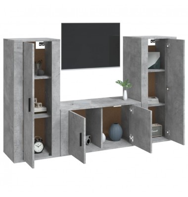  TV spintelių komplektas, 3 dalių, betono pilkas, mediena - TV spintelės - 3