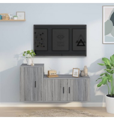  TV spintelių komplektas, 2 dalių, pilkas ąžuolo, mediena - TV spintelės - 1
