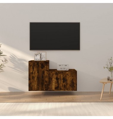  TV spintelių komplektas, 2 dalių, dūminio ąžuolo, mediena - TV spintelės - 1