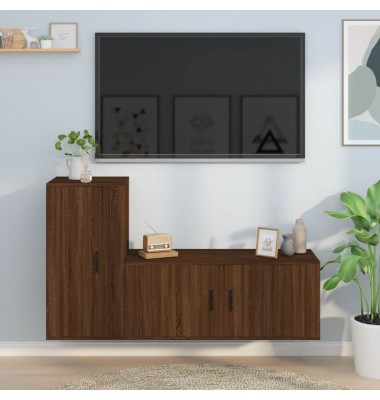  TV spintelių komplektas, 2 dalių, rudas ąžuolo, mediena - TV spintelės - 1