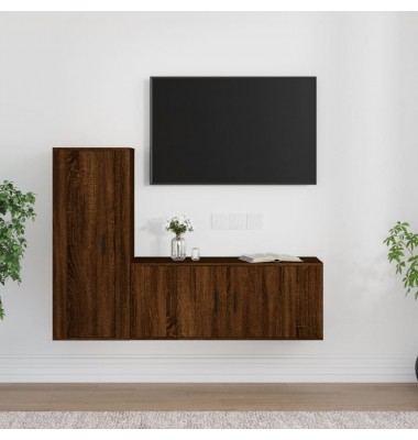  TV spintelių komplektas, 2 dalių, rudas ąžuolo, mediena - TV spintelės - 1